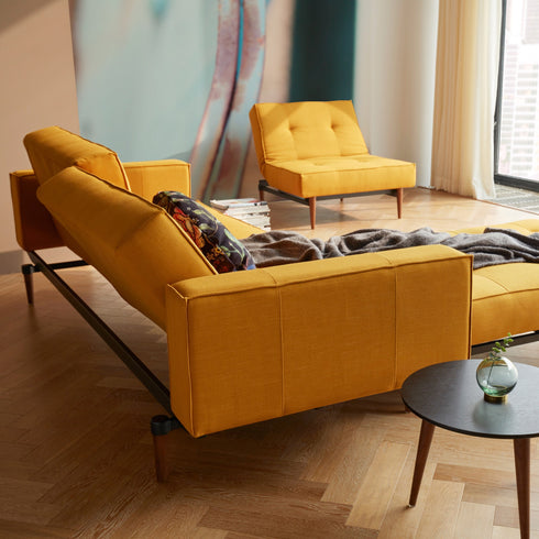 Splitback Styletto Sofa Bed / With Armrests Dark Wood